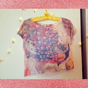 Colorful Peacock Crop Top